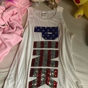 PINK american flag muscle tee